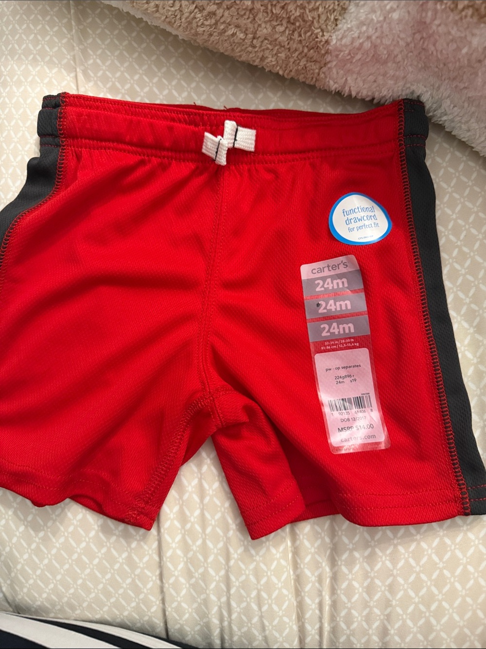 Carter's Red Toddler Athletic Shorts with Black Side Panels